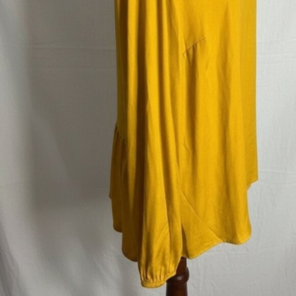 Loft Mustard Yellow Ruffle Neck Long Sleeve Blouse – Size L Excellent Condition - Picture 6 of 12